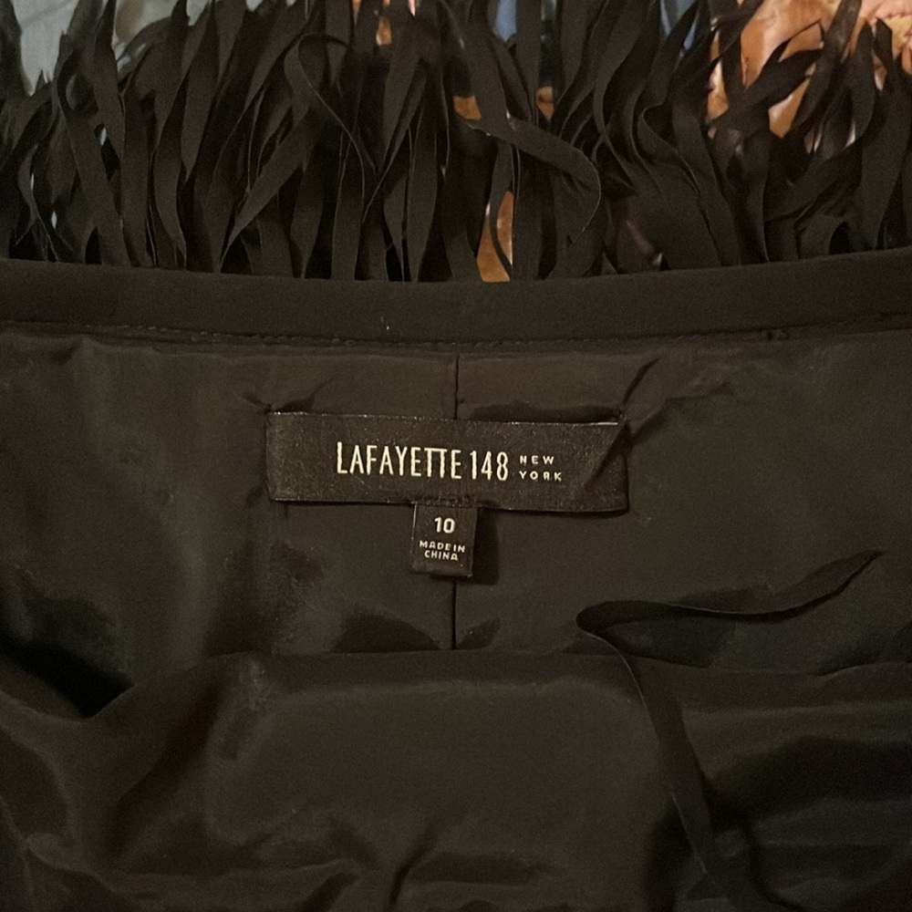 Lafayette 148 Sz 10 Elegant Black Fringe Skirt - Picture 3 of 5